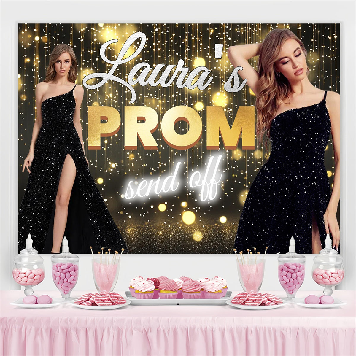 Prom Backdrop Elegant Lights Prom Graduation Party Personalized Backdrop UK CSH3-257