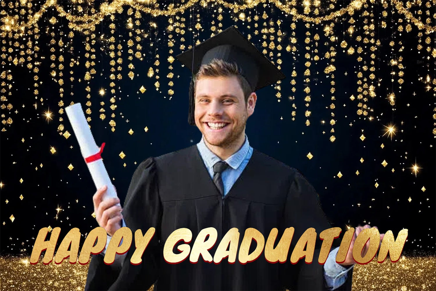 Custom Graduation Backdrops Sparkle Hanging Lights Graduation Party Backdrop UK CSH3-263