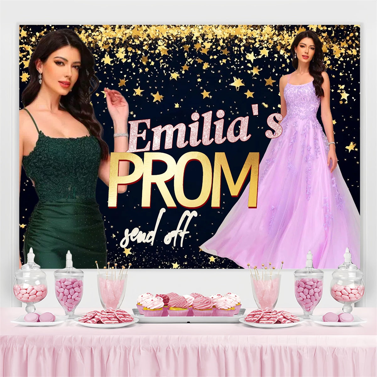 Prom Photo Backdrop Elegant Sequin Prom Graduation Party Custom Backdrop UK CSH3-266
