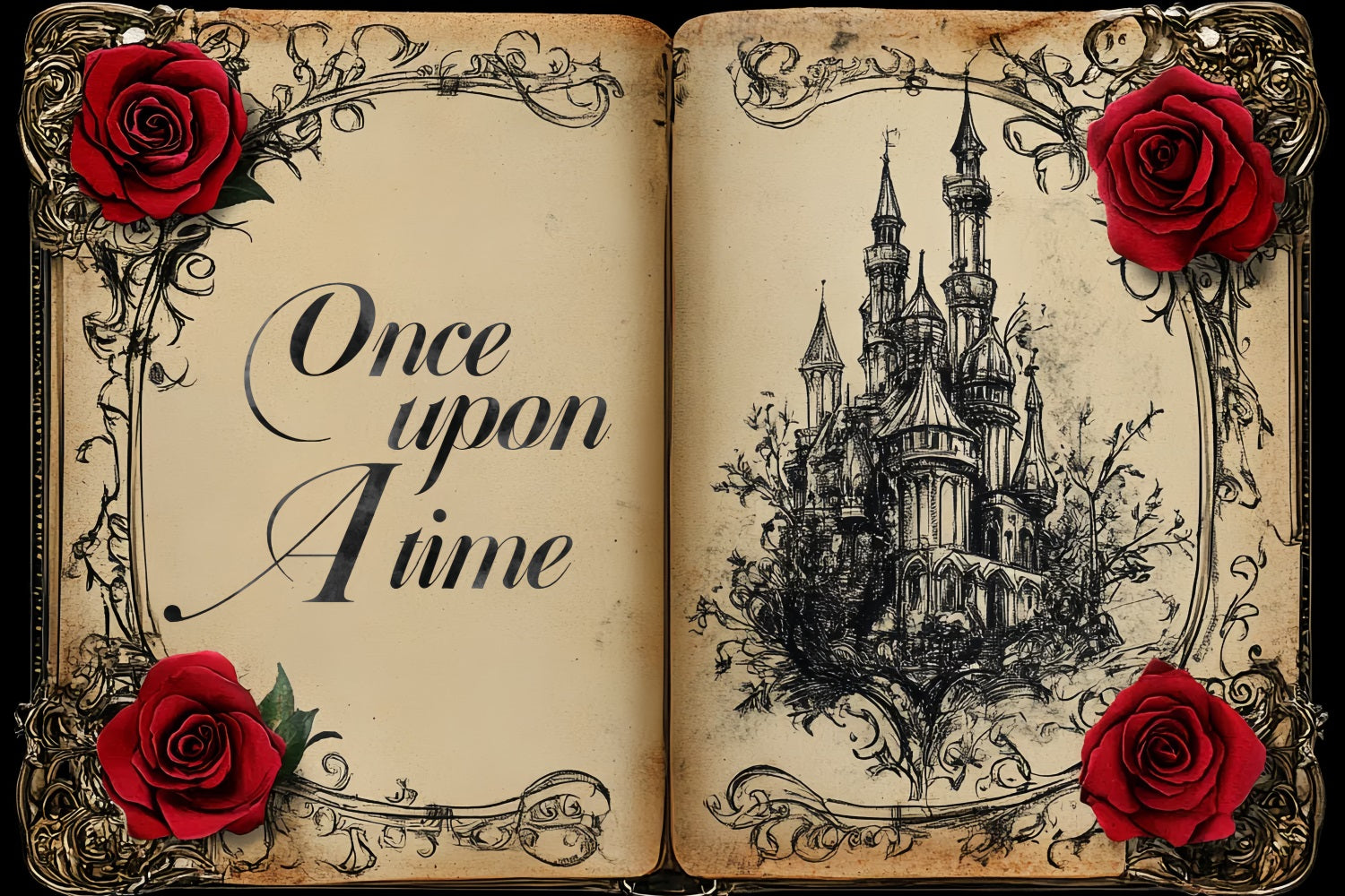 Wedding Backdrop Ideas Storybook Rose Castle Customized Backdrop UK CSH3-273