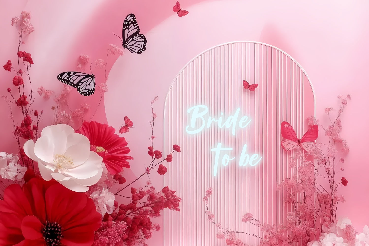 Bridal Shower Backdrops Pink Archway Floral Custom Backdrop UK CSH3-277