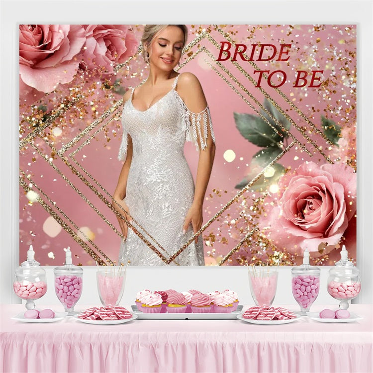 Photo Backdrop Bridal Shower Sparkling Pink Rose Personalized Backdrop UK CSH3-278