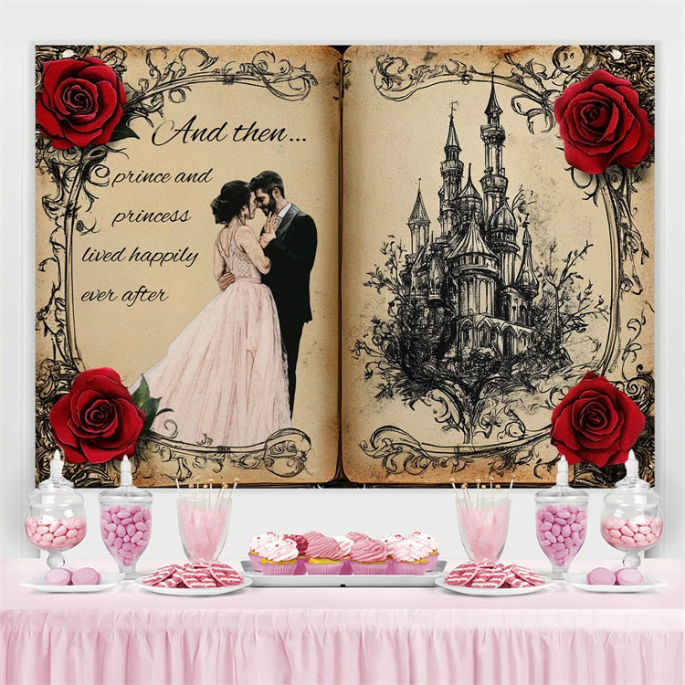 Backdrop Wedding Enchanted Rose Castle Customized Backdrop UK CSH3-279