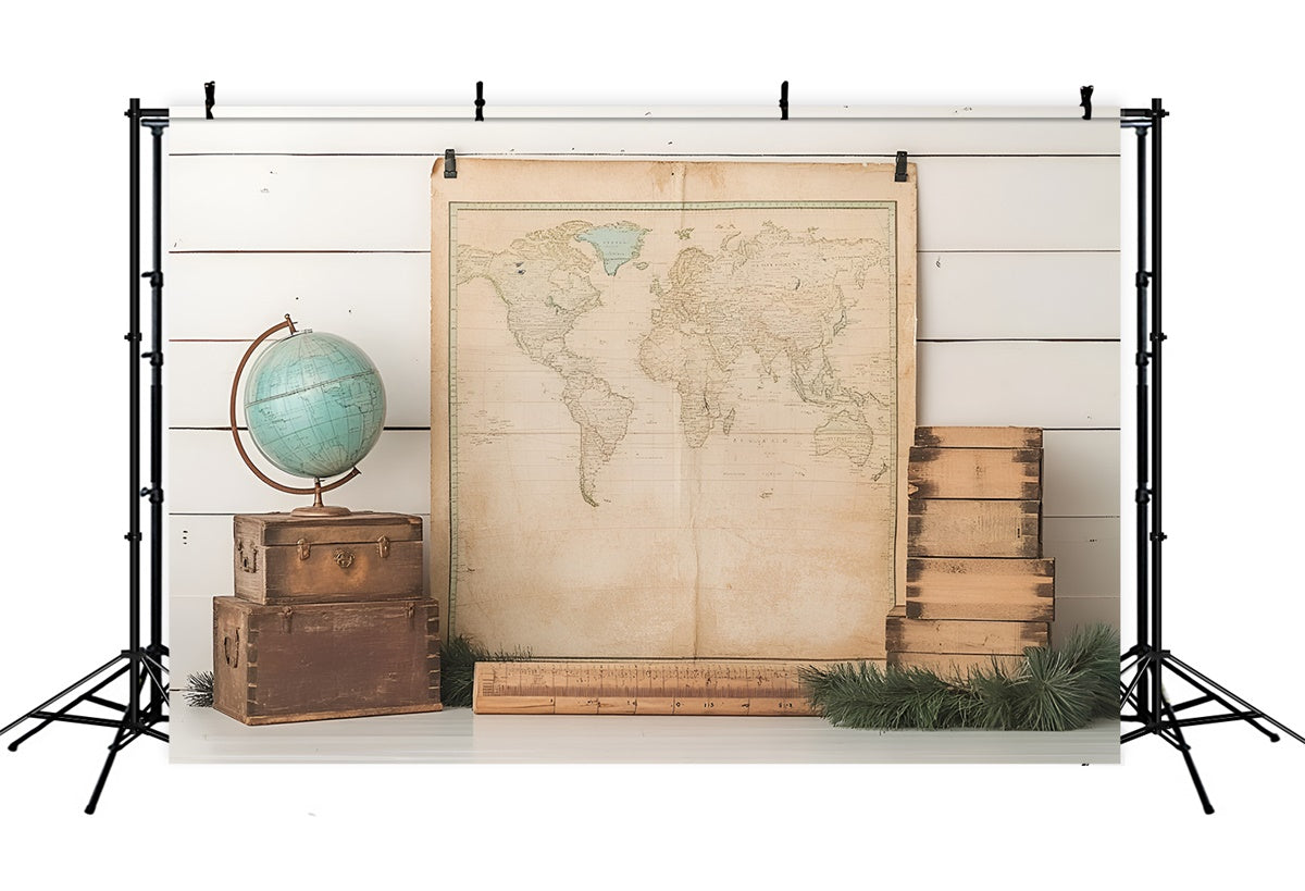 Back To School Picture Backdrop Antique Globe Map Backdrop UK CSH3-28