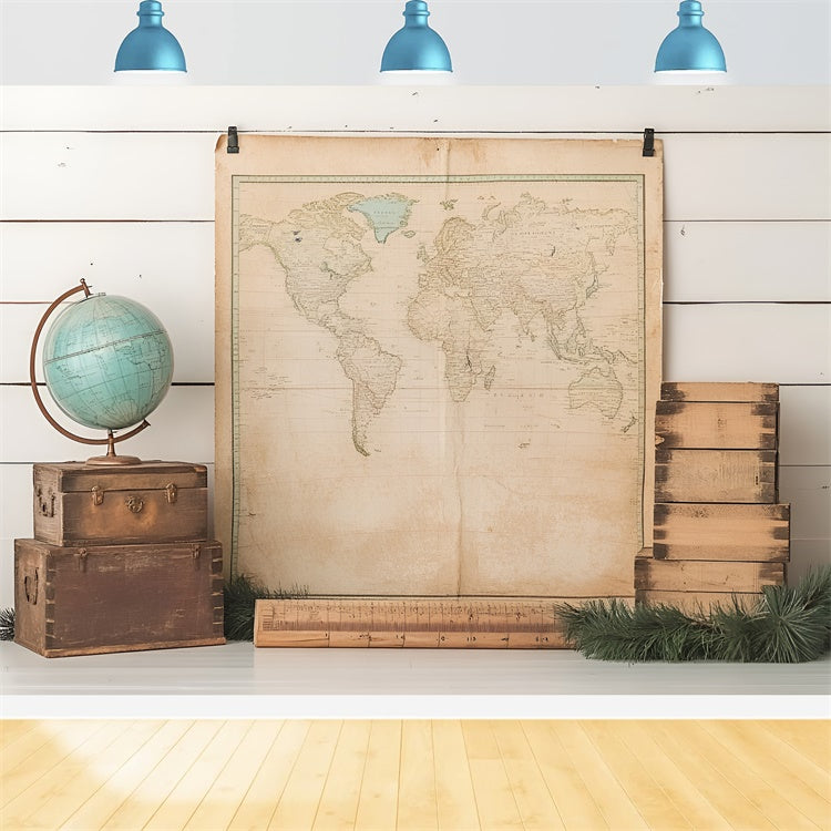 Back To School Picture Backdrop Antique Globe Map Backdrop UK CSH3-28
