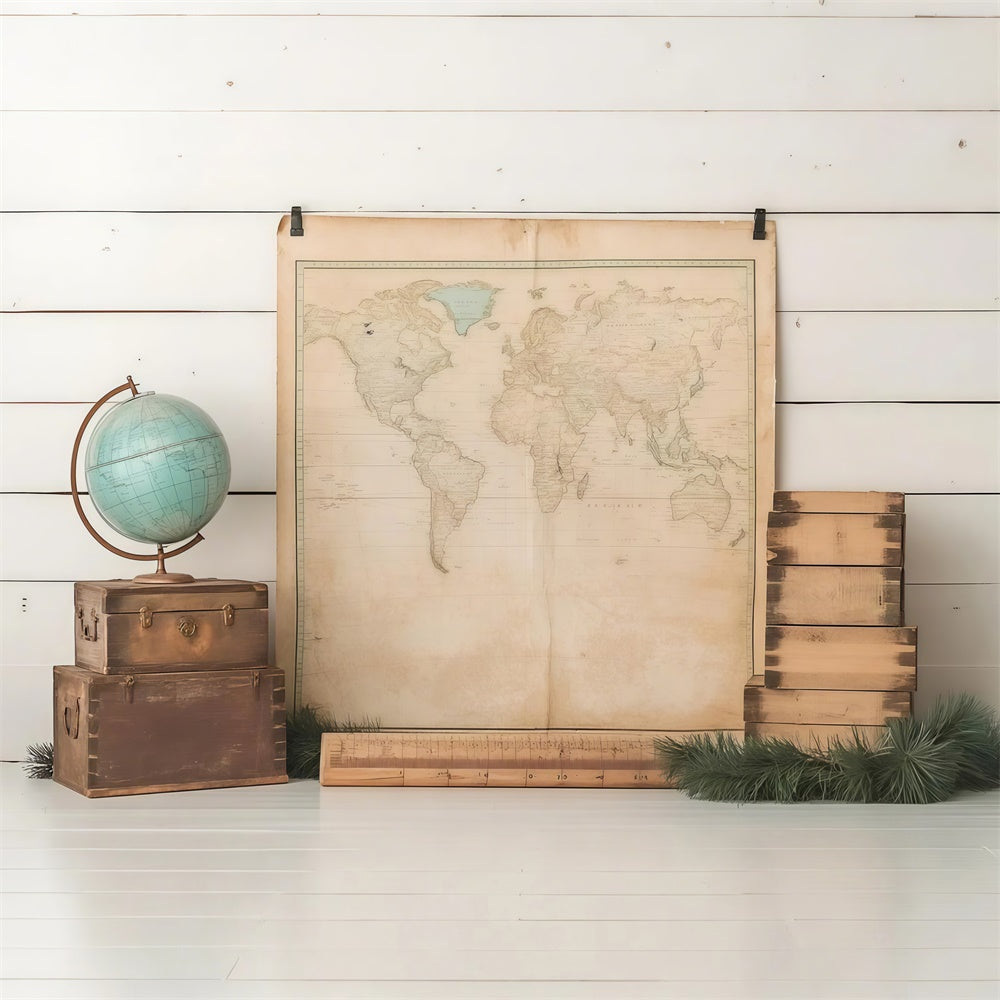 Back To School Picture Backdrop Antique Globe Map Backdrop UK CSH3-28