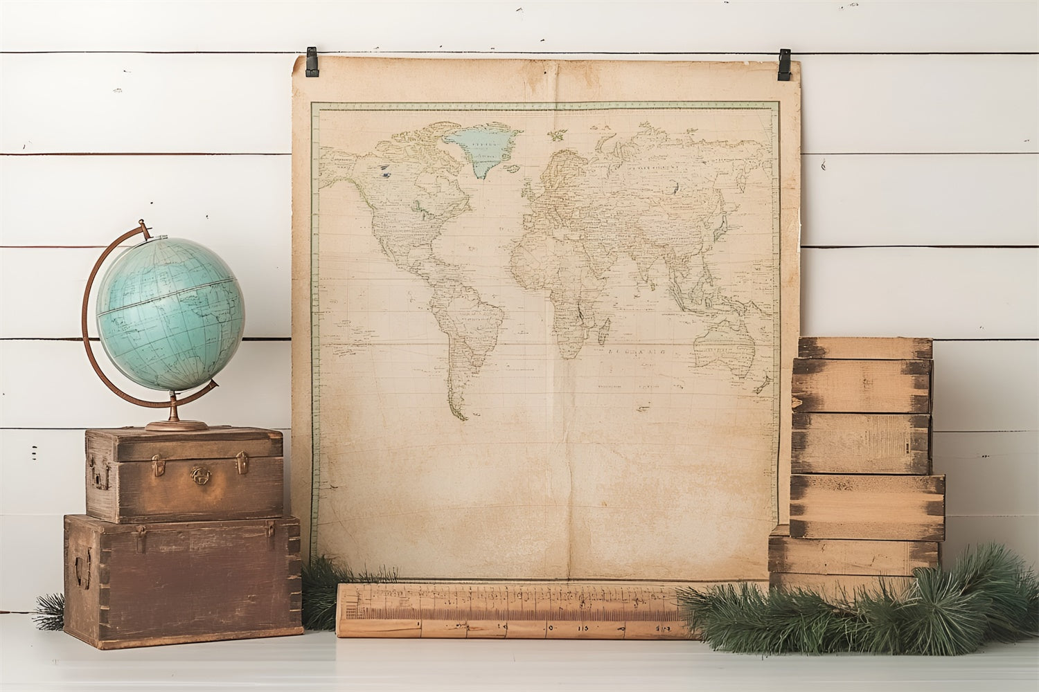 Back To School Picture Backdrop Antique Globe Map Backdrop UK CSH3-28