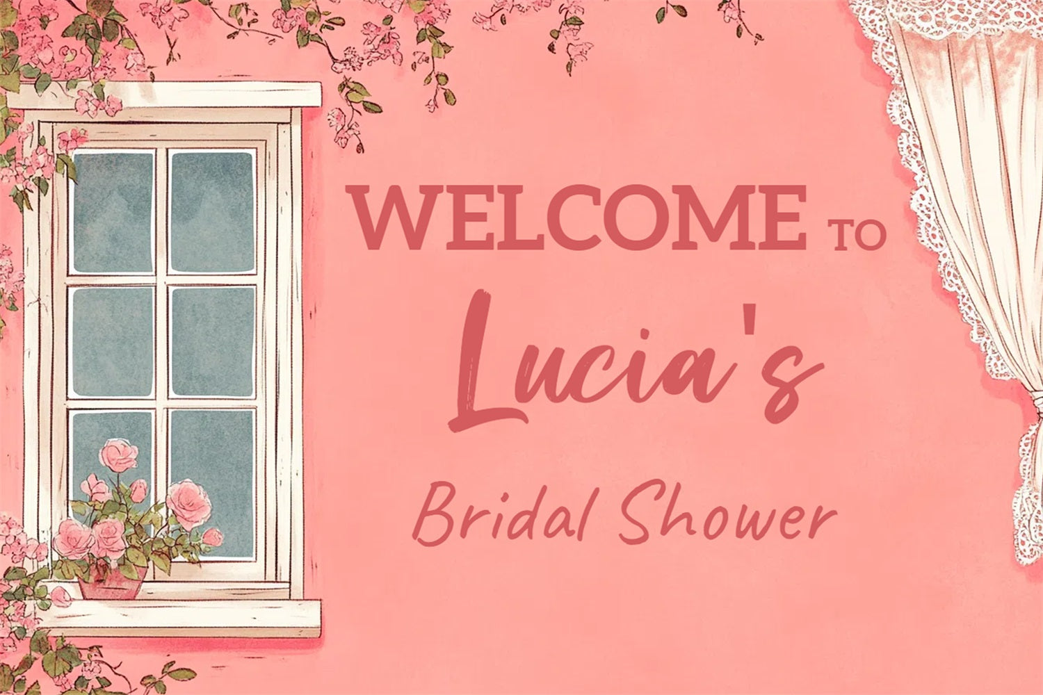 Bridal Shower Backdrops Floral Window Personalized Backdrop UK CSH3-282