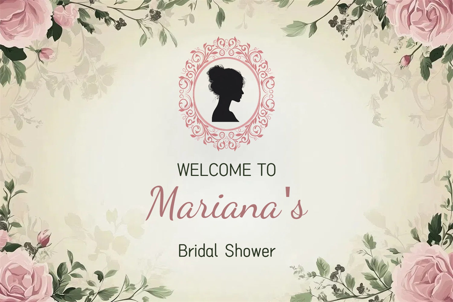 Backdrops For Bridal Shower Floral Frame Personalised Backdrop UK CSH3-284