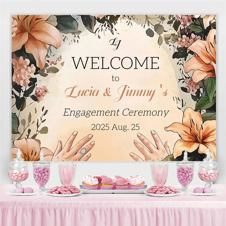 Wedding Ceremony Backdrop Floral Engagement Personalised Backdrop UK CSH3-288
