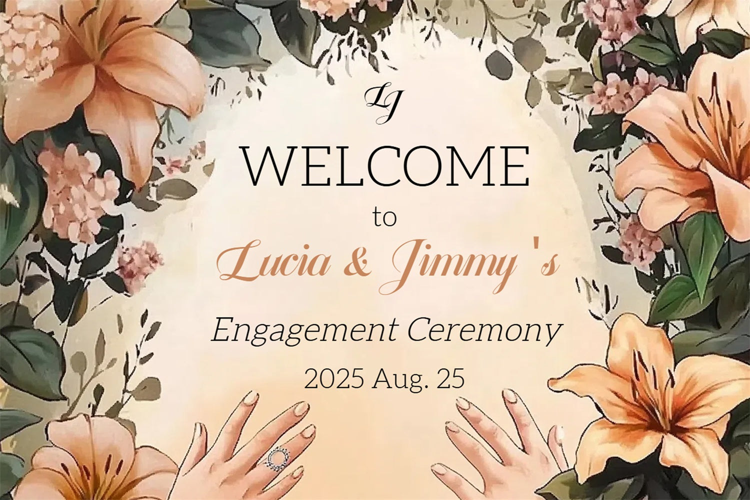 Wedding Ceremony Backdrop Floral Engagement Personalised Backdrop UK CSH3-288