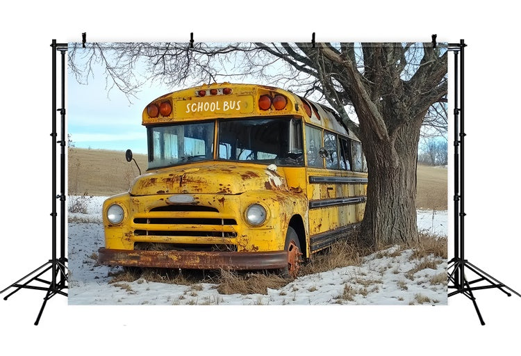 Back To School Backdrops Retro Rusty Bus Countryside Backdrop UK CSH3-29