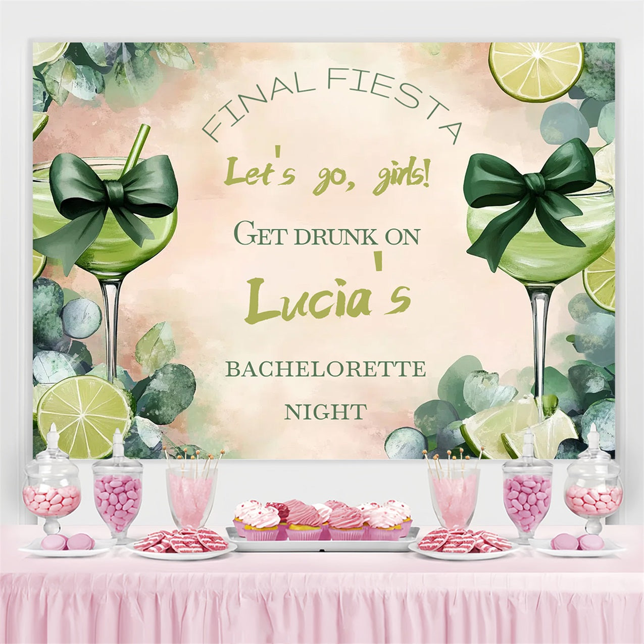 Bridal Shower Picture Backdrop Bachelorette Cocktail Fiesta Personalised Backdrop UK CSH3-292