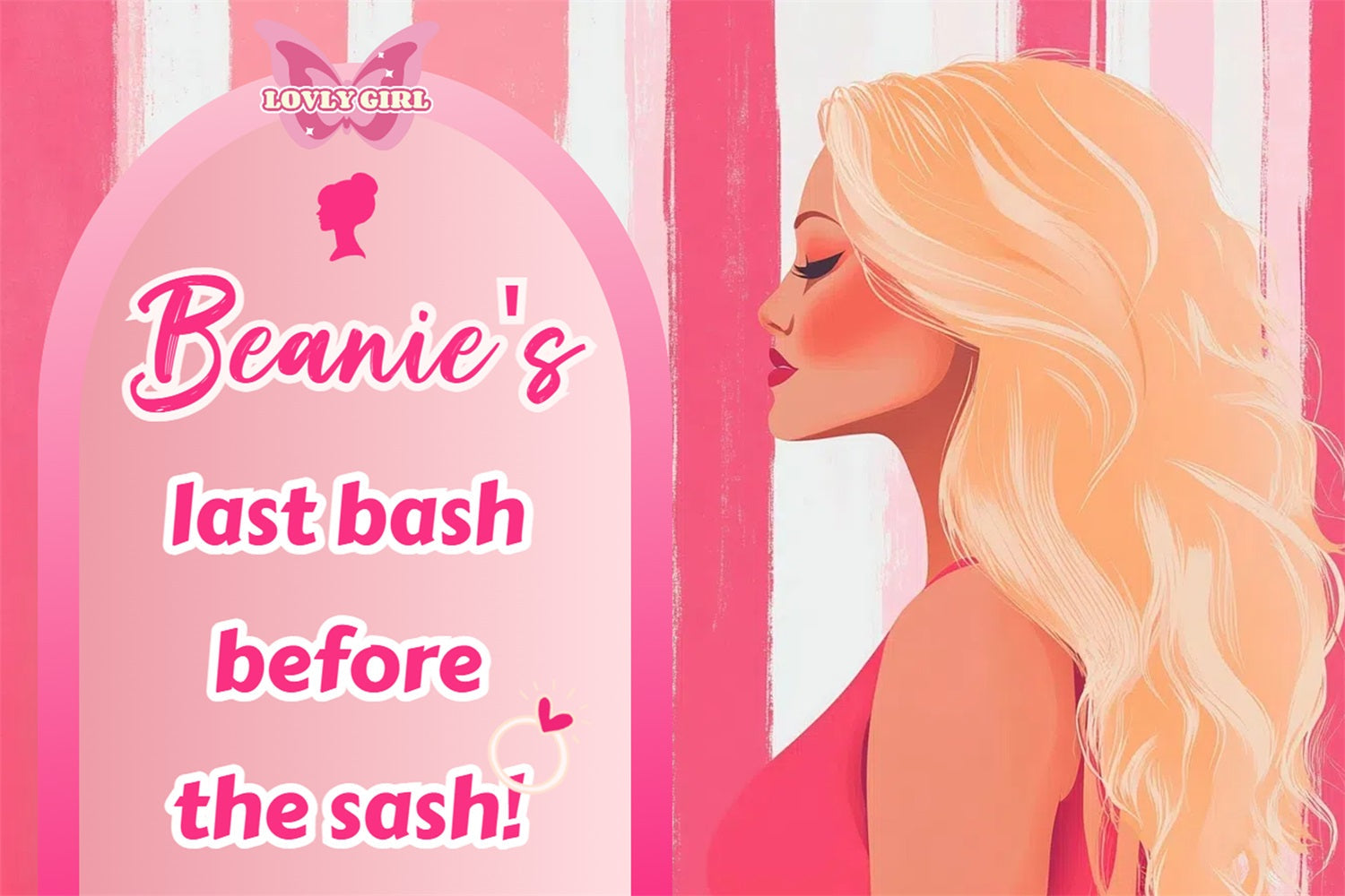 Bridal Shower Backdrop Pink Girl Bash Personalised Backdrop UK CSH3-297