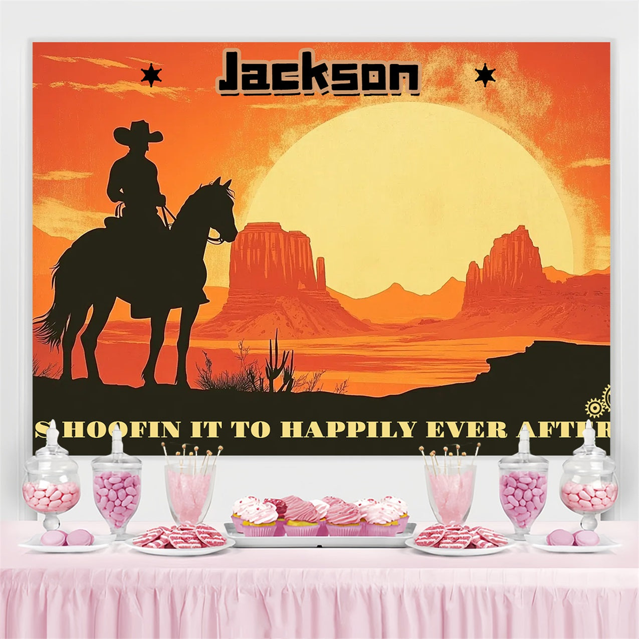 Wedding Backdrop Ideas Wild West Ride Personalized Backdrop UK CSH3-299
