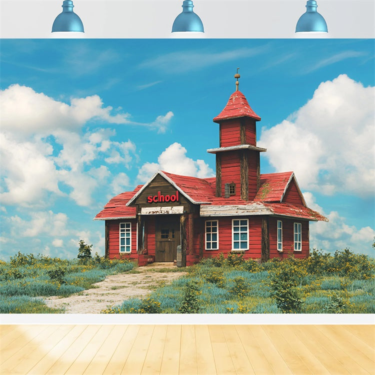 Back To School Backdrop Vintage Country Schoolhouse Backdrop UK CSH3-30