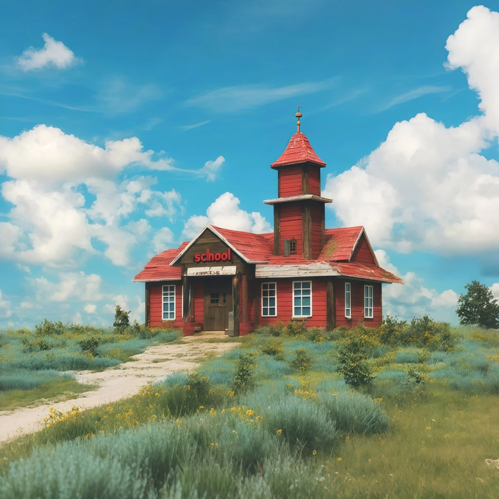 Back To School Backdrop Vintage Country Schoolhouse Backdrop UK CSH3-30