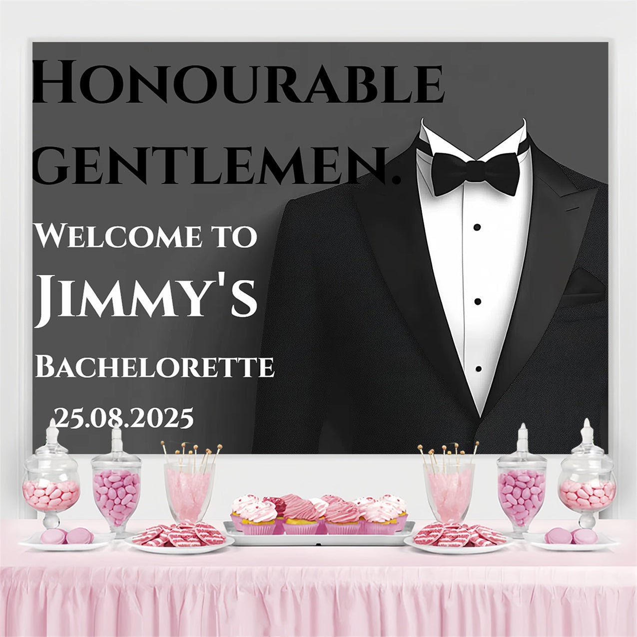 Wedding Photo Backdrops Suit Up Bachelor Personalised Backdrop UK CSH3-301