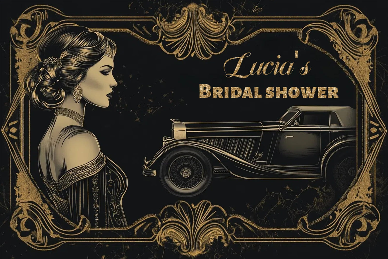 Backdrop For Bridal Shower Royal Vintage Personalised Backdrop UK CSH3-309