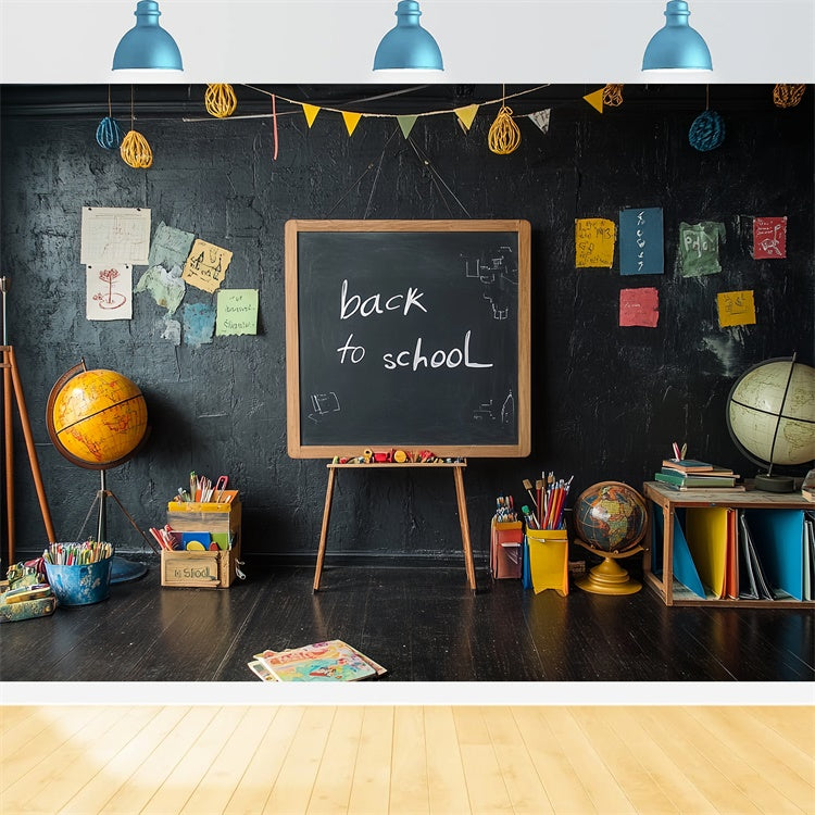 Back To School Backdrop Retro Classroom Blackboard Backdrop UK CSH3-34