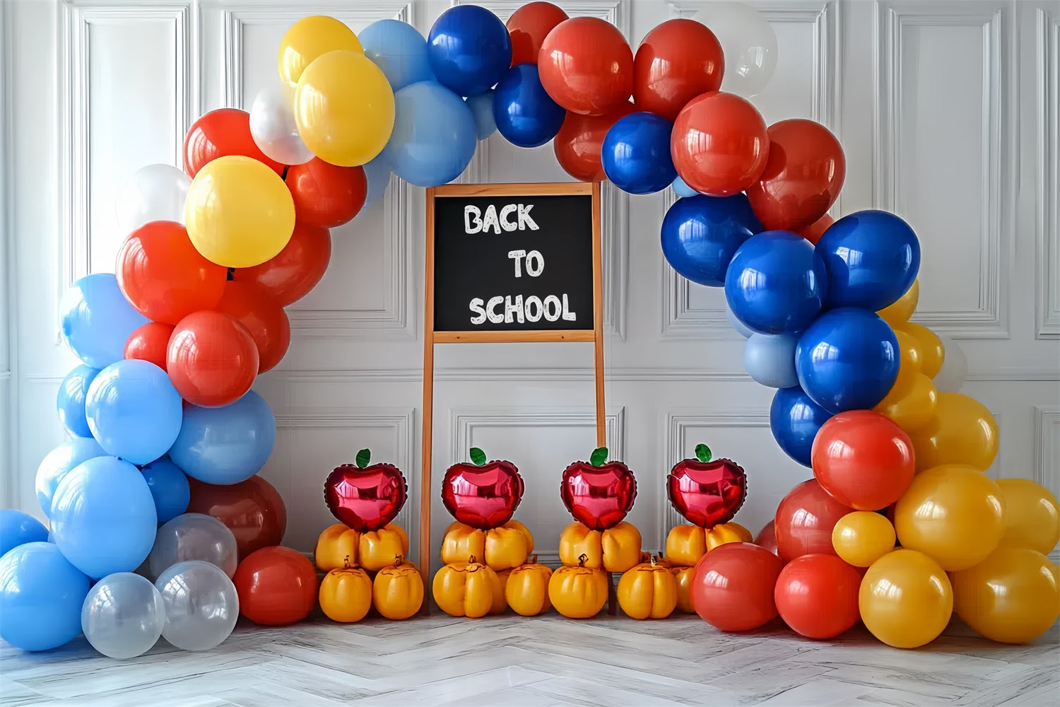 Back To School Photo Backdrop Classroom Balloon Arch Backdrop UK CSH3-37