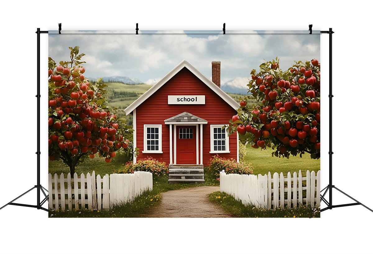 Back To School Photo Backdrop Countryside School House Backdrop UK CSH3-4