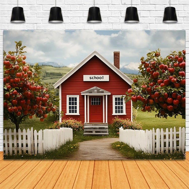 Back To School Photo Backdrop Countryside School House Backdrop UK CSH3-4