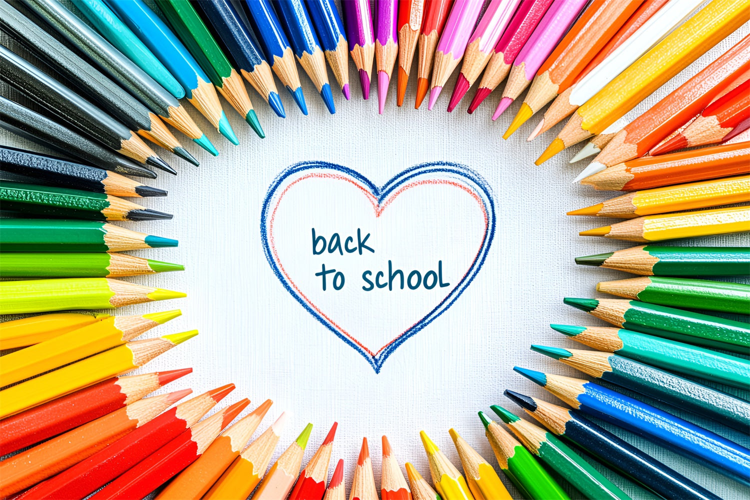 Back To School Picture Backdrop Heart-Shaped Color Pencil Backdrop UK CSH3-40