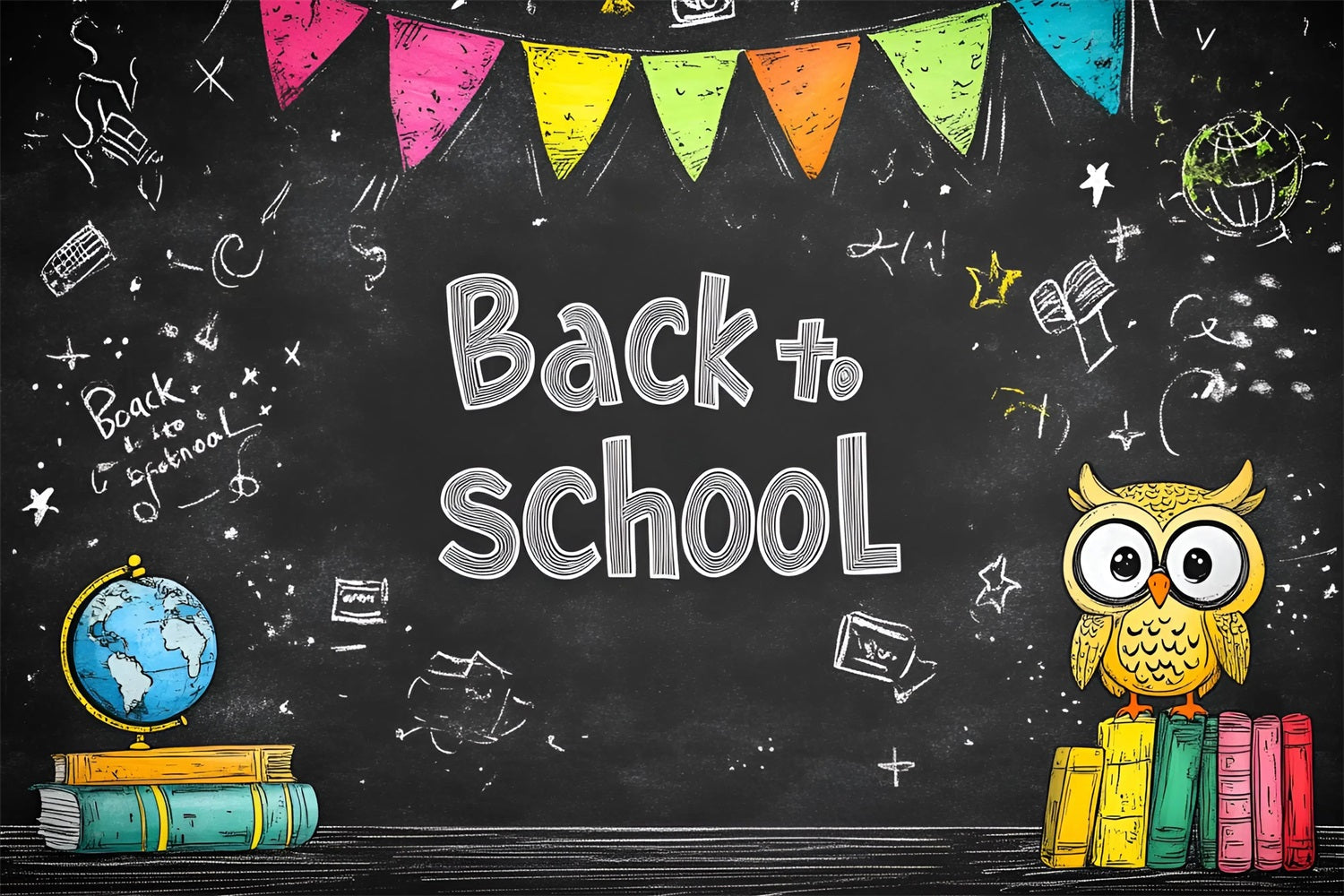 Backdrop Back To School Hand-Drawn Doodles Blackboard Backdrop UK CSH3-41