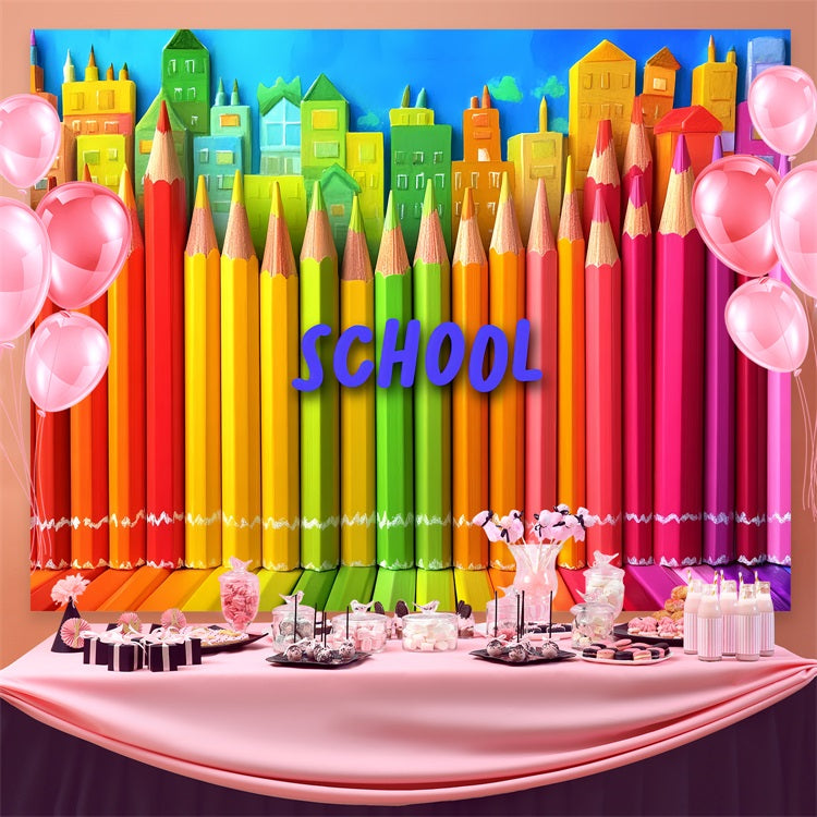 Back To School Photo Backdrop Urban Art Colorful Pencil Backdrop UK CSH3-45