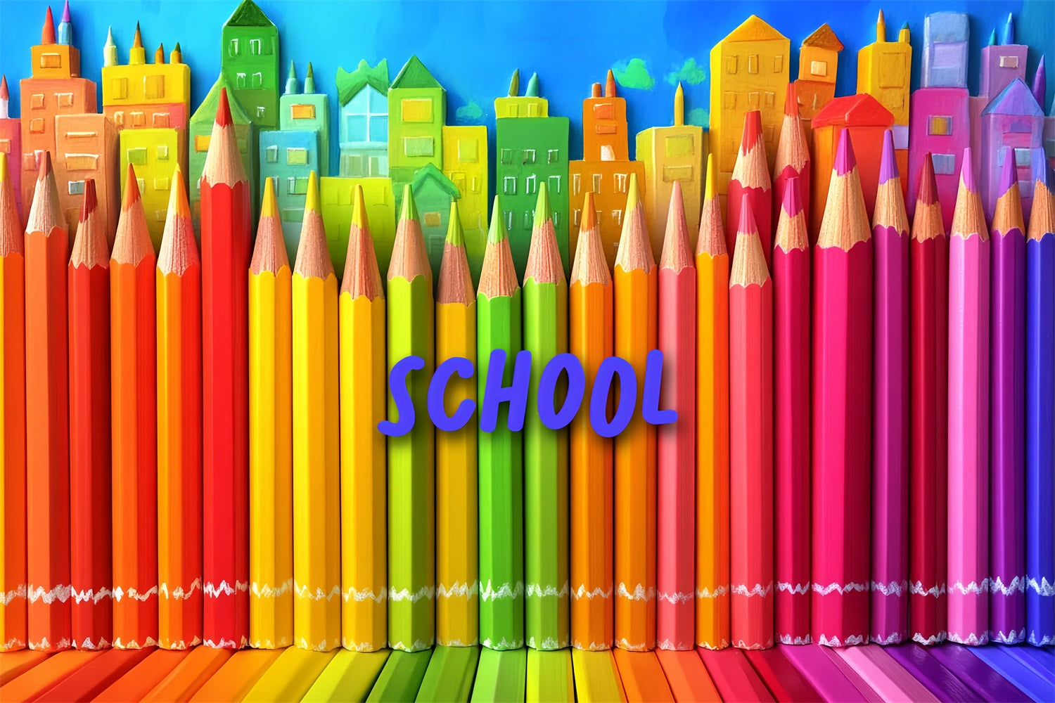 Back To School Photo Backdrop Urban Art Colorful Pencil Backdrop UK CSH3-45