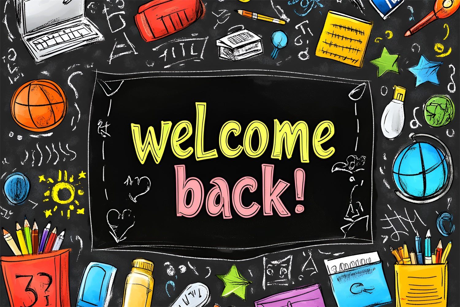 Backdrop Back To School Creative Classroom Blackboard Backdrop UK CSH3-49