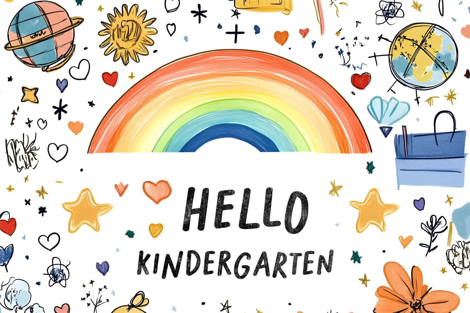 Back To School Picture Backdrop Hand-Drawn Stars Rainbow Backdrop UK CSH3-52