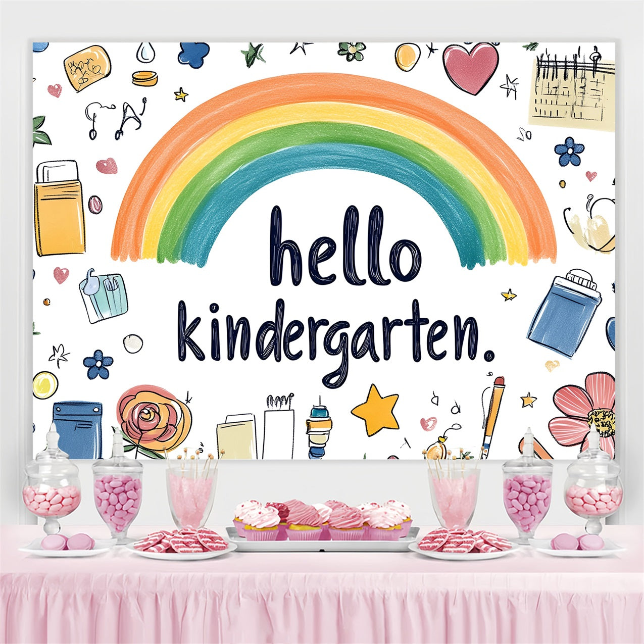 Back To School Backdrop Playful Watercolor Kindergarten Backdrop UK CSH3-54