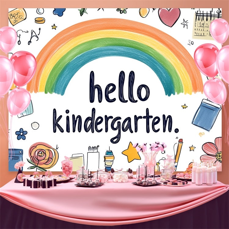Back To School Backdrop Playful Watercolor Kindergarten Backdrop UK CSH3-54