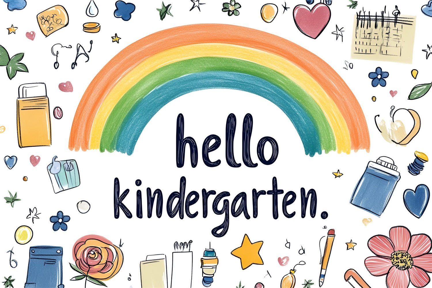 Back To School Backdrop Playful Watercolor Kindergarten Backdrop UK CSH3-54