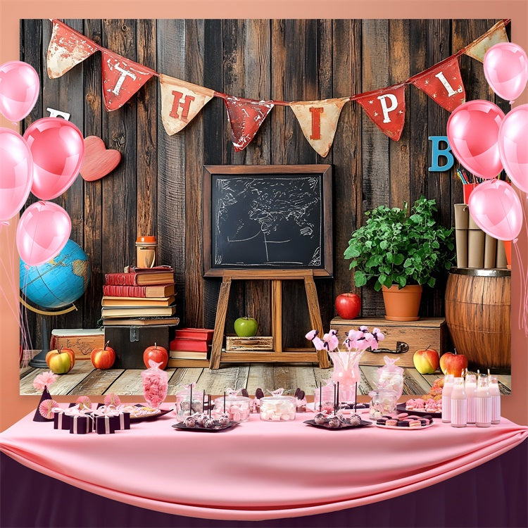 Back To School Picture Backdrop Vintage Wooden Classroom Backdrop UK CSH3-57