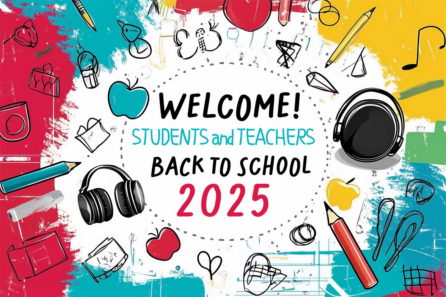 Backdrop Back To School Fun Classroom Supplies Doodle Backdrop UK CSH3-59