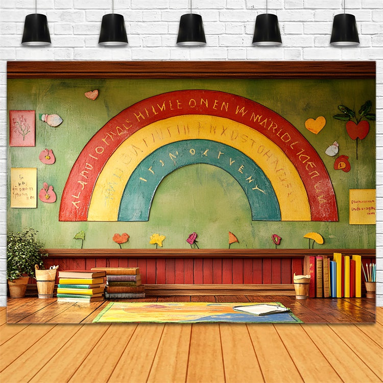 Back To School Backdrop Handcrafted Chalkboard Rainbow Backdrop UK CSH3-6