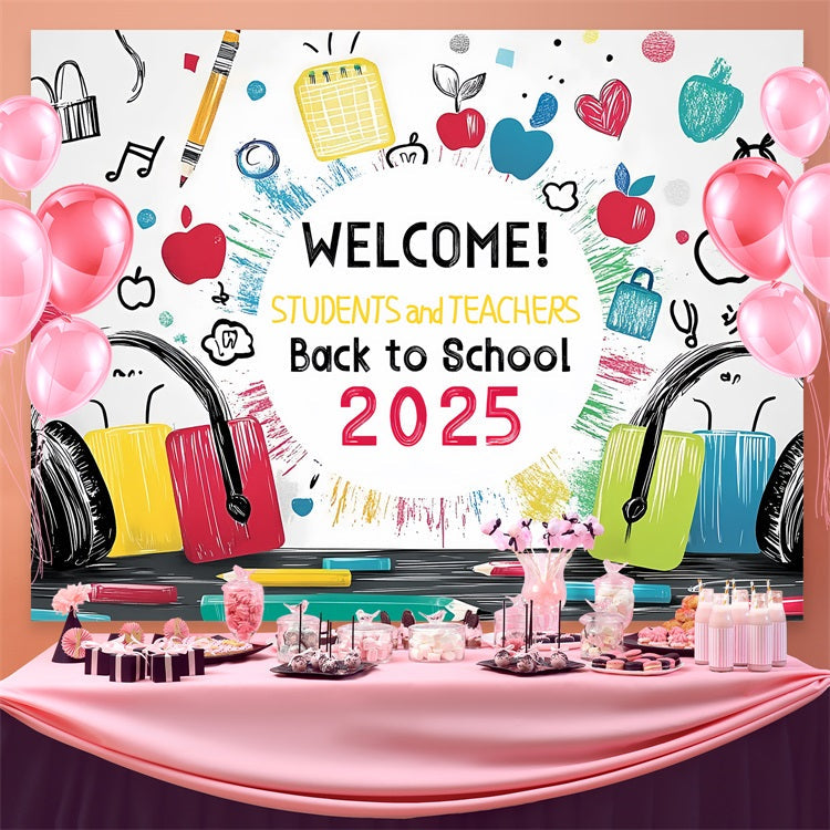 Back To School Backdrops Vibrant School Supplies Art Backdrop UK CSH3-60