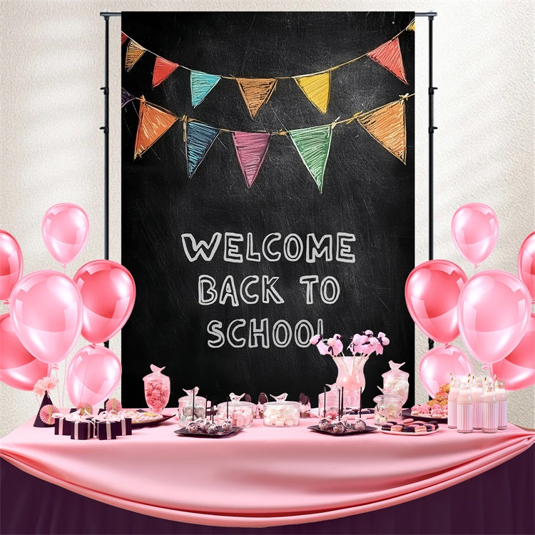 Back To School Picture Backdrop Classic Chalkboard Welcome Backdrop UK CSH3-61