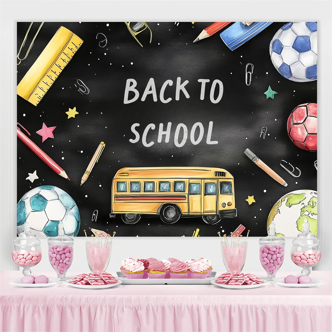 Back To School Photo Backdrop Learning Sports Blackboard Backdrop UK CSH3-62
