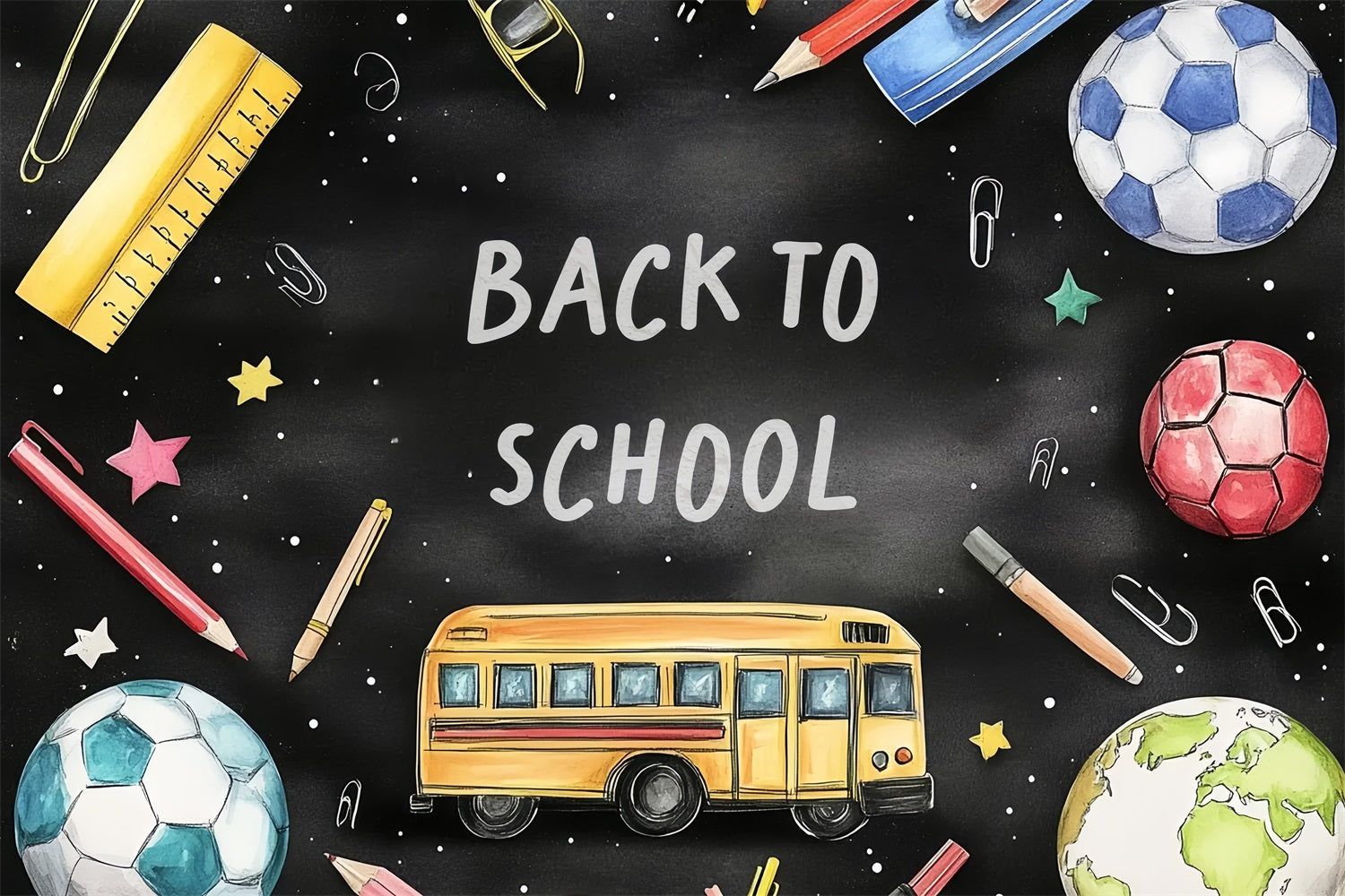 Back To School Photo Backdrop Learning Sports Blackboard Backdrop UK CSH3-62