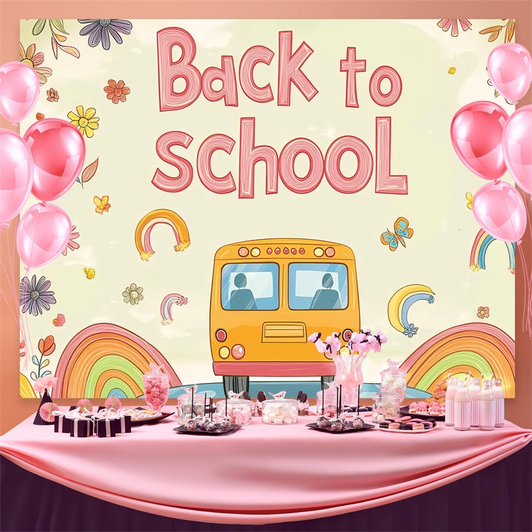 Backdrop For Back To School Soft Watercolor School Bus Backdrop UK CSH3-66