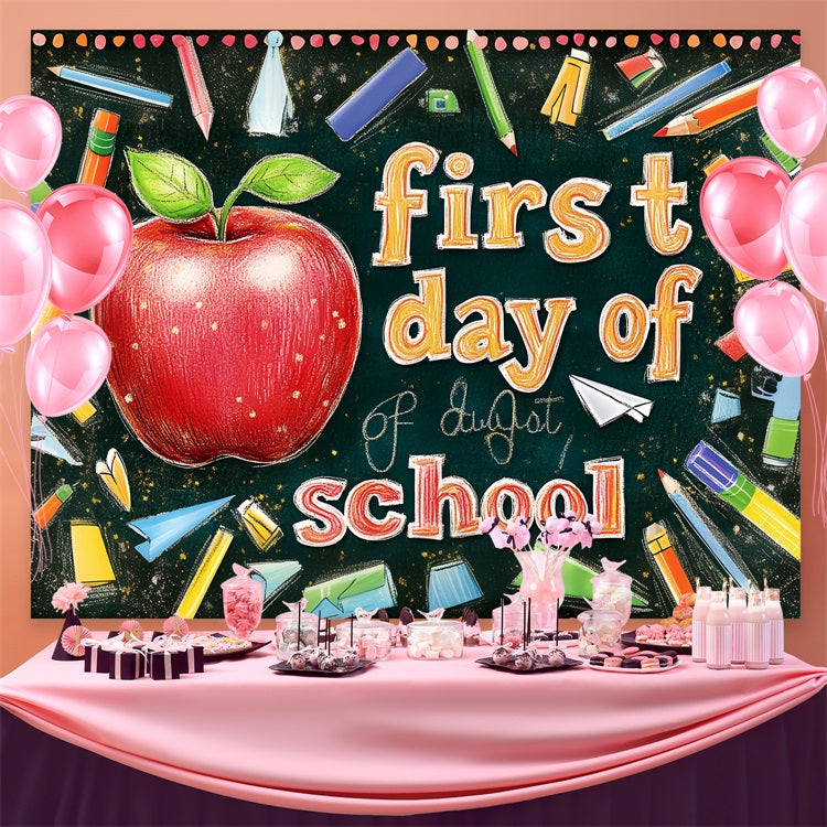 Back To School Picture Backdrop Apple Chalk Art Backdrop UK CSH3-71