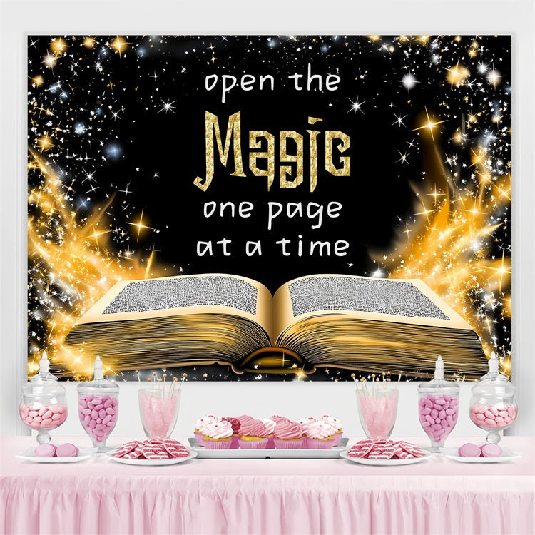 Back To School Photo Backdrop Mystical Sparkling Book Backdrop UK CSH3-72