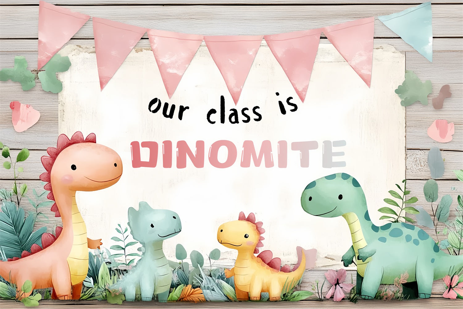Back To School Picture Backdrop Cute Dinosaur Classroom Backdrop UK CSH3-77