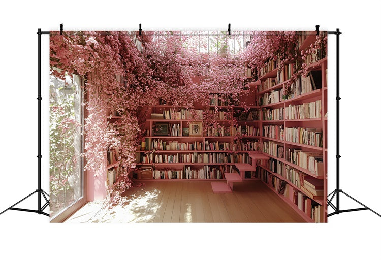 Backdrop Back To School Cherry Blossom Book Nook Backdrop UK CSH3-8