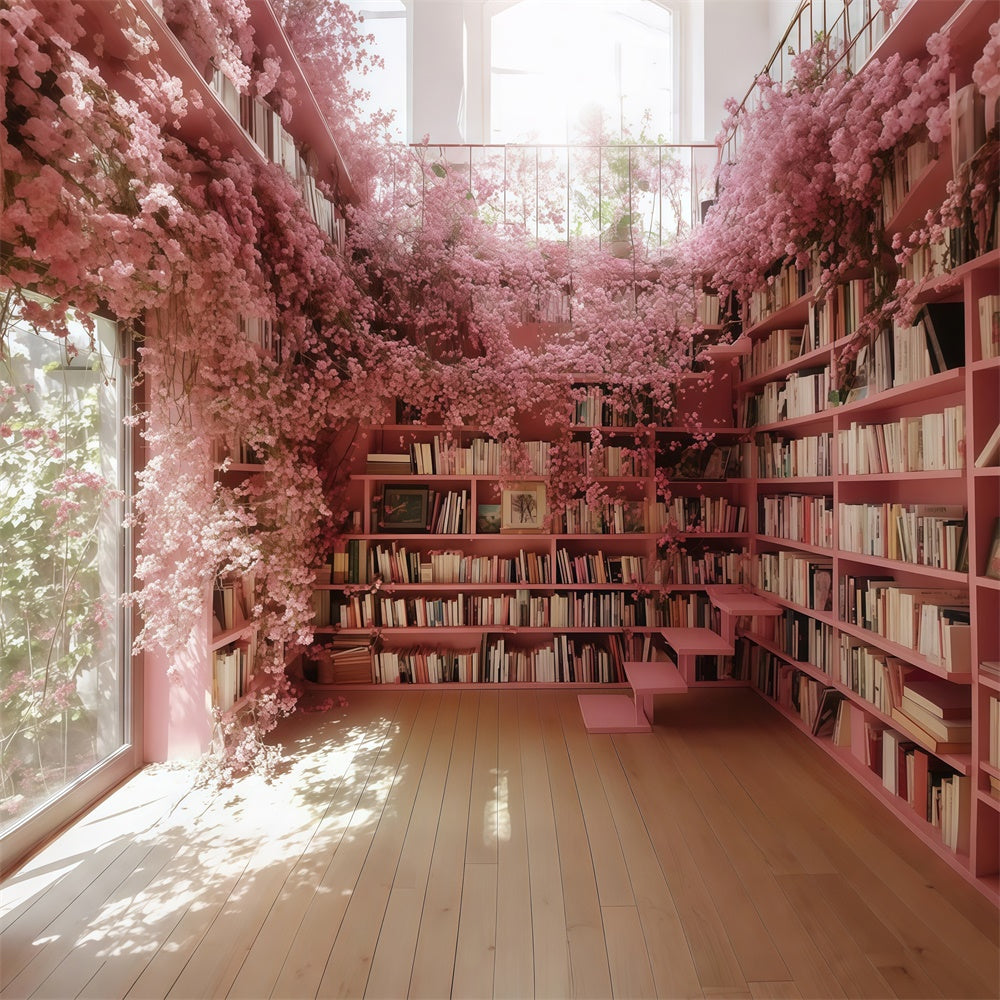 Backdrop Back To School Cherry Blossom Book Nook Backdrop UK CSH3-8