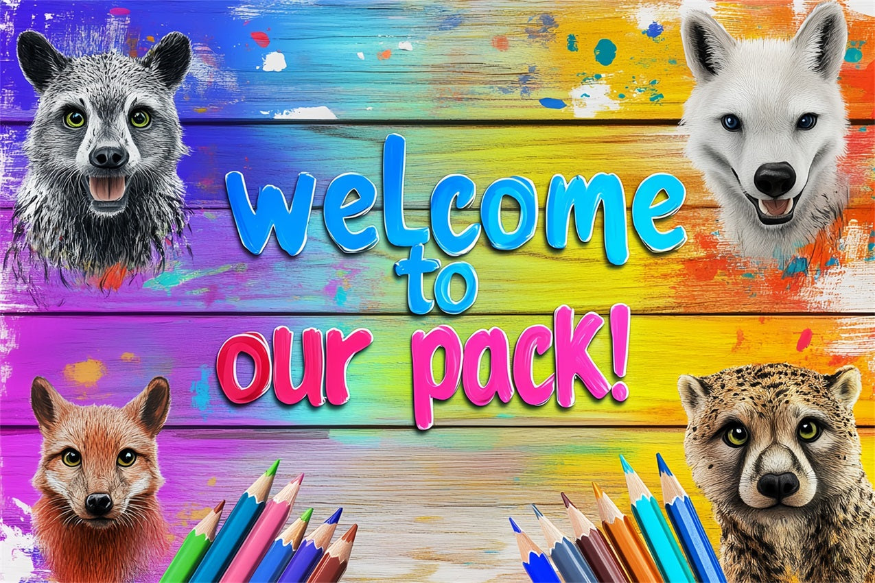 Back To School Photo Backdrop Animal Kingdom Welcome Backdrop UK CSH3-80